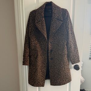 Halogen Brown Leopard Print Trench Coat